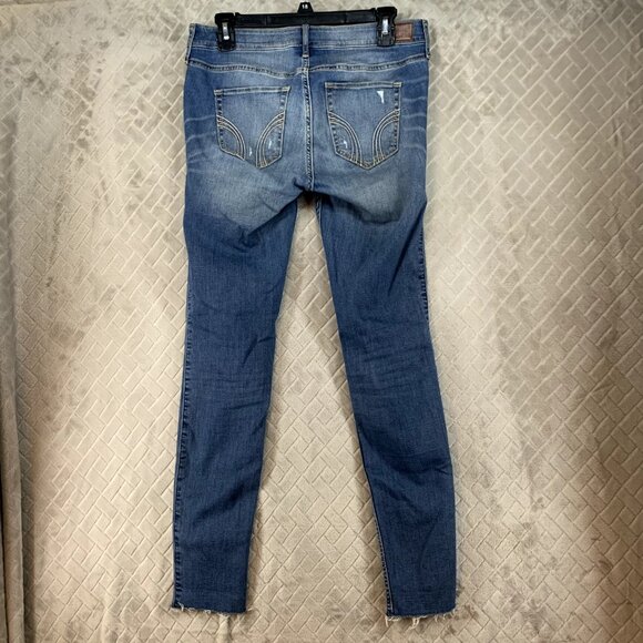 Hollister Women 28 Denim Jeans Blue Super Skinny Distressed Medium Wash Fray Hem - Picture 11 of 15
